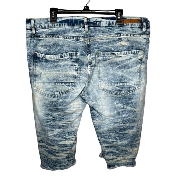 Evolution in Design Jean shorts mens size 40 Acid Wash Distressed cutoff Bermuda - Picture 2 of 12